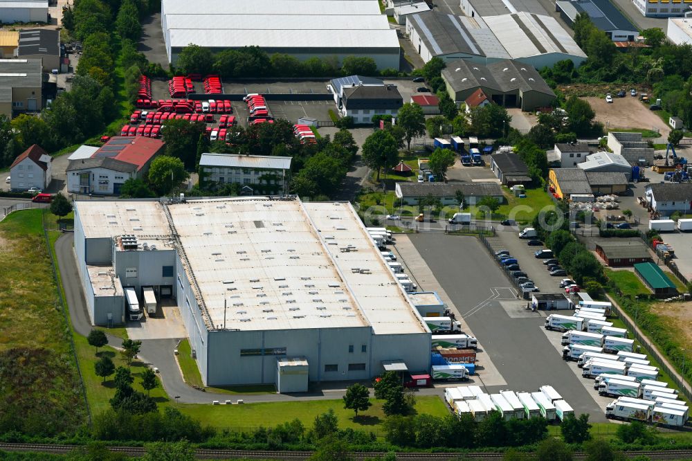 Bingen am Rhein from the bird's eye view: Building complex of the distribution center and food logistics center on the premises of HAVI Logistics on the street Am Ockenheimer Graben in the district of Kempten in Bingen am Rhein in the federal state of Rhineland-Palatinate, Germany