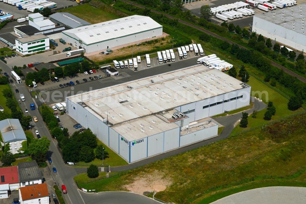 Bingen am Rhein from above - Building complex of the distribution center and food logistics center on the premises of HAVI Logistics on the street Am Ockenheimer Graben in the district of Kempten in Bingen am Rhein in the federal state of Rhineland-Palatinate, Germany