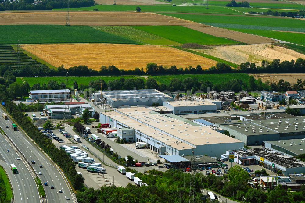 Aerial image Ilsfeld - Building complex of the distribution center and food logistics center on the premises of HAVI Logistics on Porschestrasse in the Auenstein district of Ilsfeld in the state of Baden-Wuerttemberg, Germany