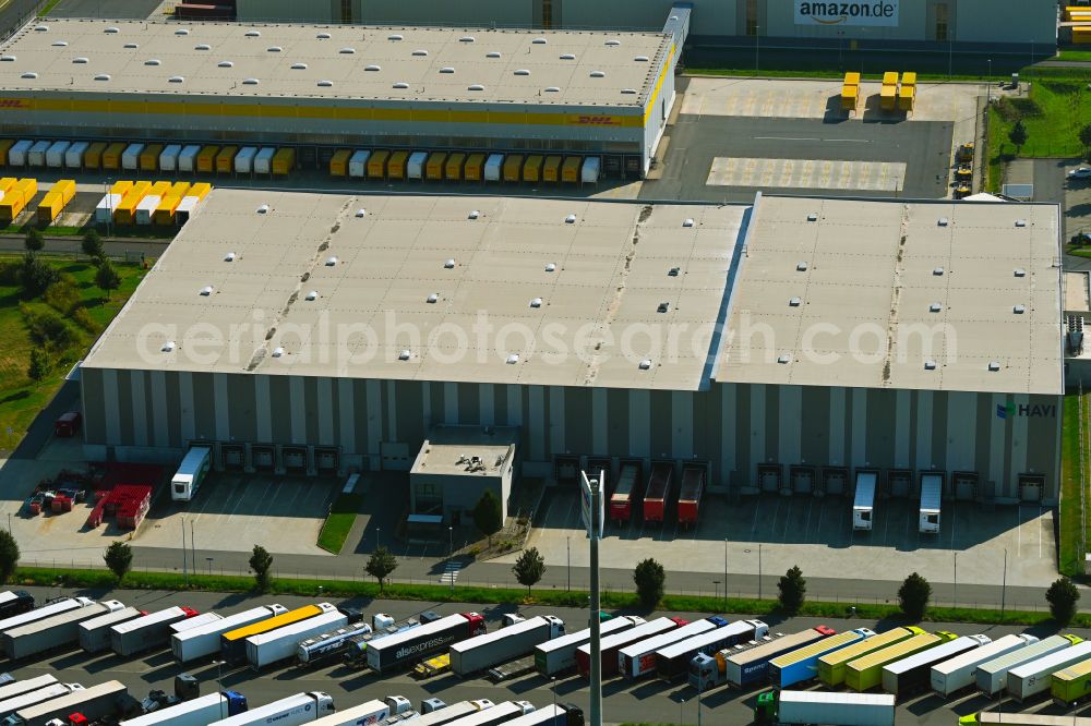 Rheinberg from the bird's eye view: Building complex and distribution center on the site of HAVI Logistics on street Minkeldonk in the district Winterswick in Rheinberg in the state North Rhine-Westphalia, Germany