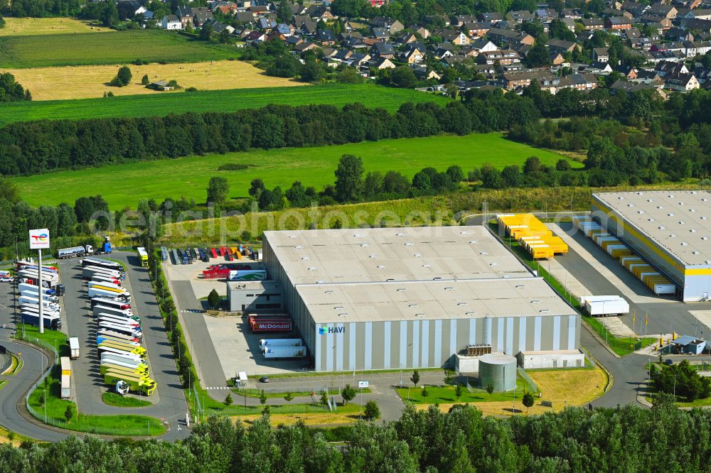 Rheinberg from above - Building complex and distribution center on the site of HAVI Logistics on street Minkeldonk in the district Winterswick in Rheinberg in the state North Rhine-Westphalia, Germany