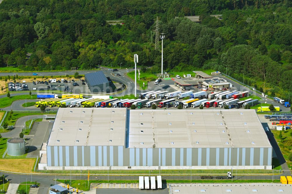 Aerial photograph Rheinberg - Building complex and distribution center on the site of HAVI Logistics on street Minkeldonk in the district Winterswick in Rheinberg in the state North Rhine-Westphalia, Germany