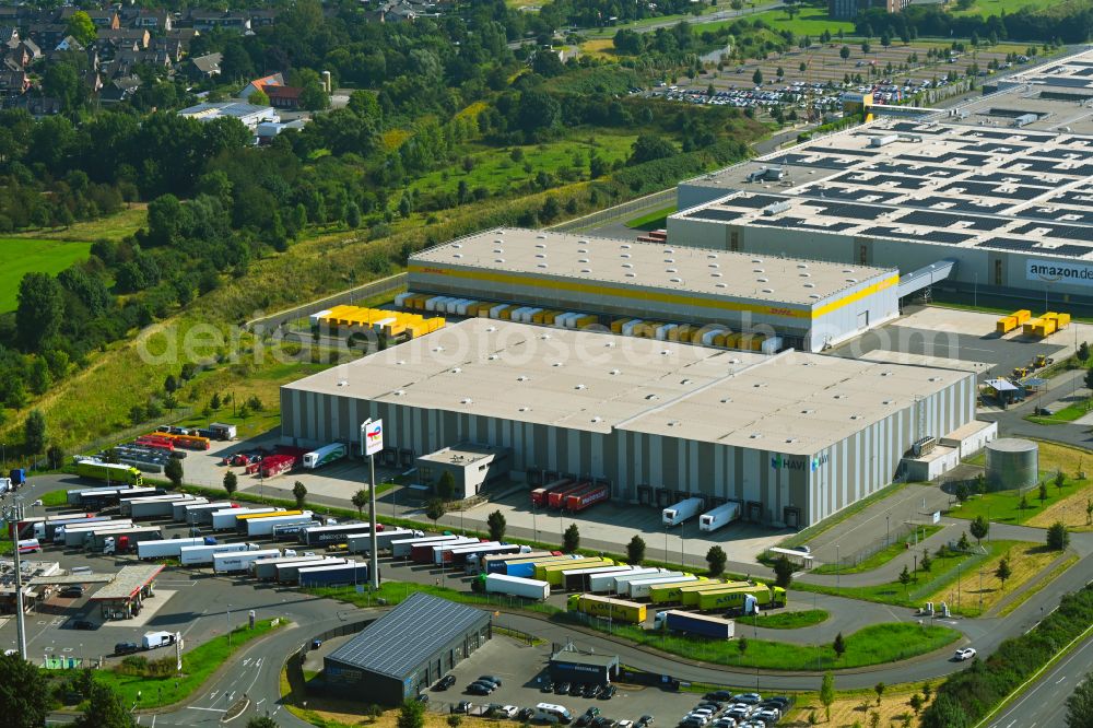 Rheinberg from above - Building complex and distribution center on the site of HAVI Logistics on street Minkeldonk in the district Winterswick in Rheinberg in the state North Rhine-Westphalia, Germany