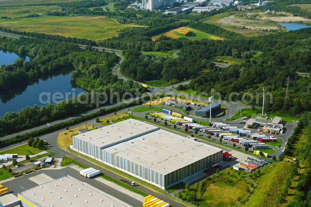 Rheinberg from the bird's eye view: Building complex and distribution center on the site of HAVI Logistics on street Minkeldonk in the district Winterswick in Rheinberg in the state North Rhine-Westphalia, Germany