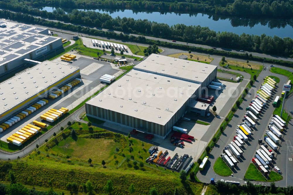 Aerial image Rheinberg - Building complex and distribution center on the site of HAVI Logistics on street Minkeldonk in the district Winterswick in Rheinberg in the state North Rhine-Westphalia, Germany