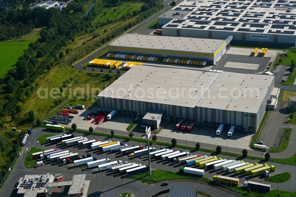 Rheinberg from above - Building complex and distribution center on the site of HAVI Logistics on street Minkeldonk in the district Winterswick in Rheinberg in the state North Rhine-Westphalia, Germany