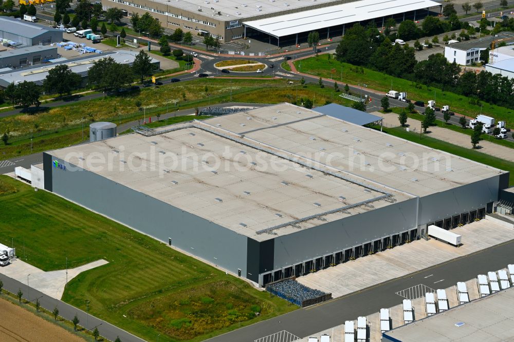 Wunstorf from above - Building complex and distribution center on the site of HAVI Logistics on street Am Luther Forst in Wunstorf in the state Lower Saxony, Germany