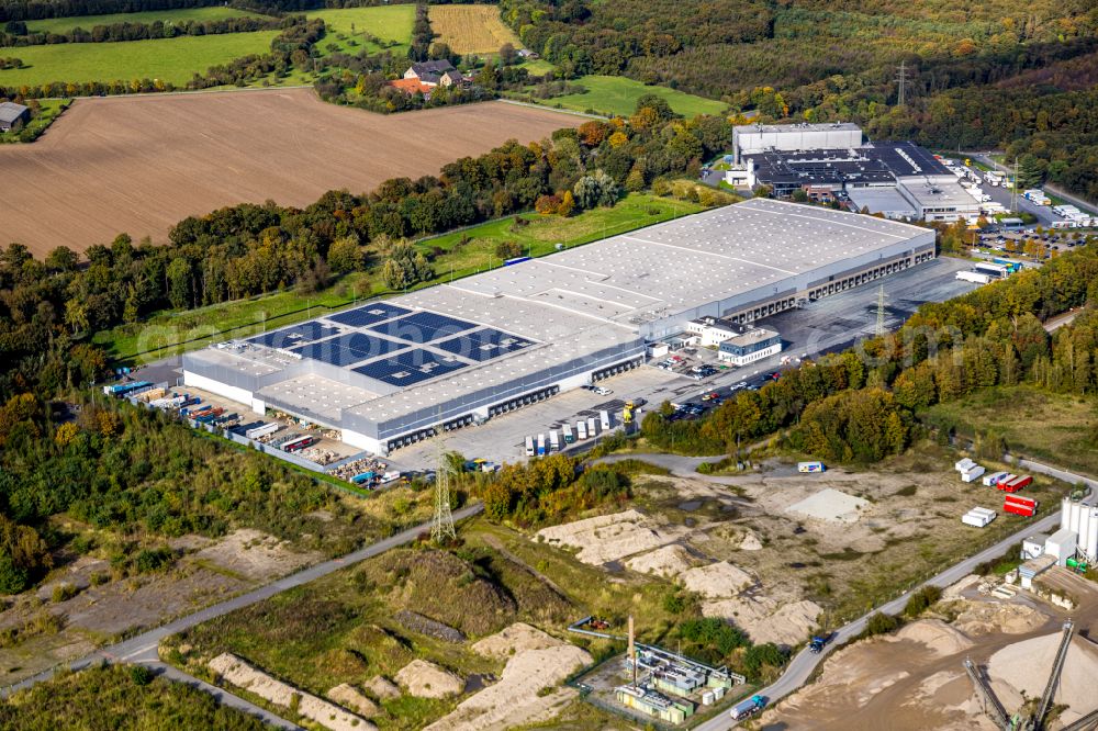 Kamp-Lintfort from above - Building complex and distribution center on the site of Lidl Vertriebs GmbH & Co. KG on Krummensteg in Kamp-Lintfort in the state North Rhine-Westphalia, Germany