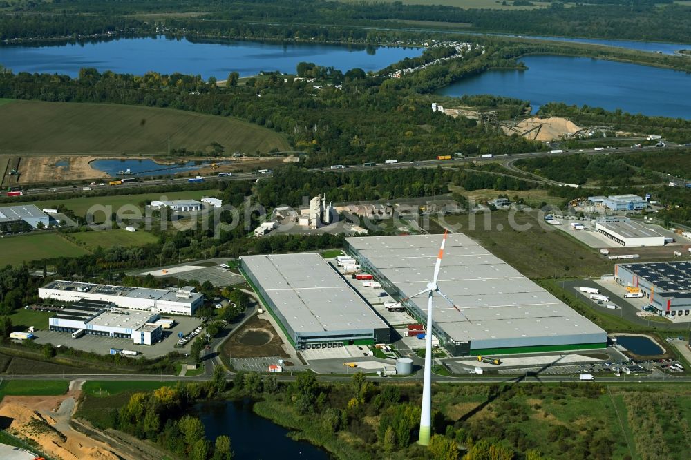 Magdeburg from above - Building complex and distribution center on the site Samsung SDS Cello in the district Gewerbegebiet Nord in Magdeburg in the state Saxony-Anhalt, Germany