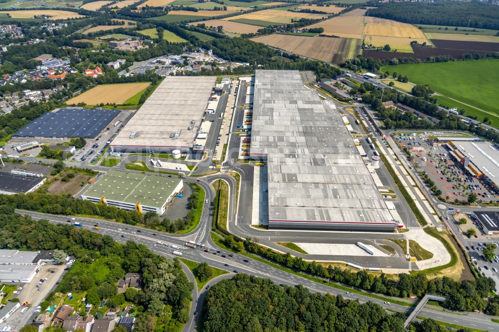 Aerial image Kamen - Building complex and distribution center on the site Tedi on street Zollpost in Kamen at Ruhrgebiet in the state North Rhine-Westphalia, Germany