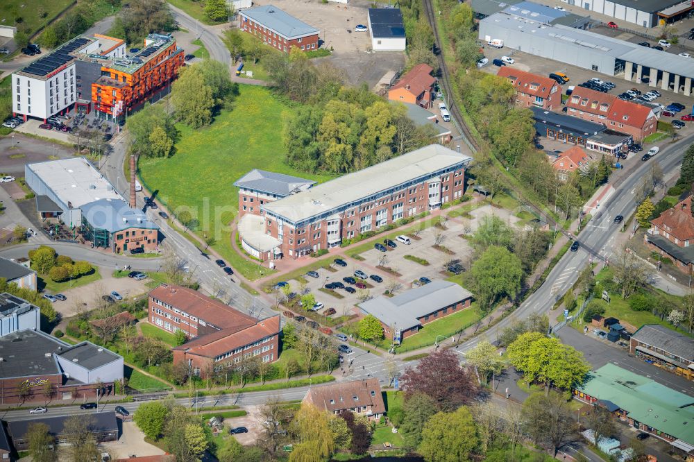 Aerial image Stade - Administrative building of the State Authority Agentur fuer Arbeit in Stade in the state Lower Saxony, Germany