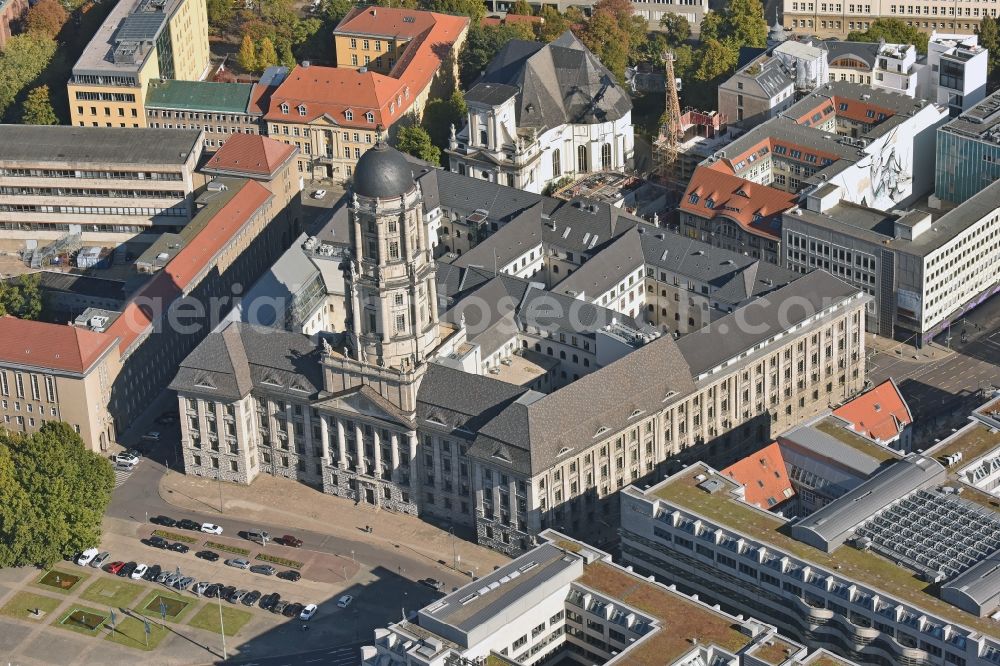 Aerial photograph Berlin - Administration building Altes Stadthaus - Old Town Hall - on Molkenmarkt in the Mitte part of Berlin in Germany. The building with its distinct tower and dome is the seat of the senate of interior of Berlin