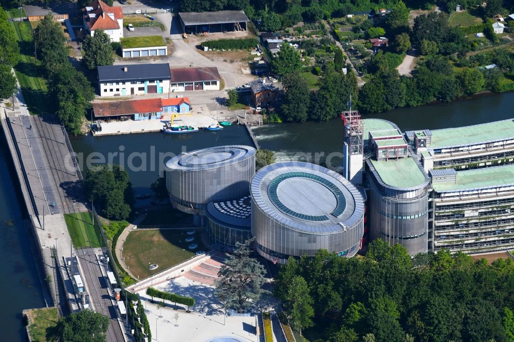 Aerial photograph Strasbourg - Straßburg - Administrative building of the State Authority Europaeischer Gerichtshof fuer Menschenrechte on Allee of Droits de l'Homme in Strasbourg in Grand Est, France