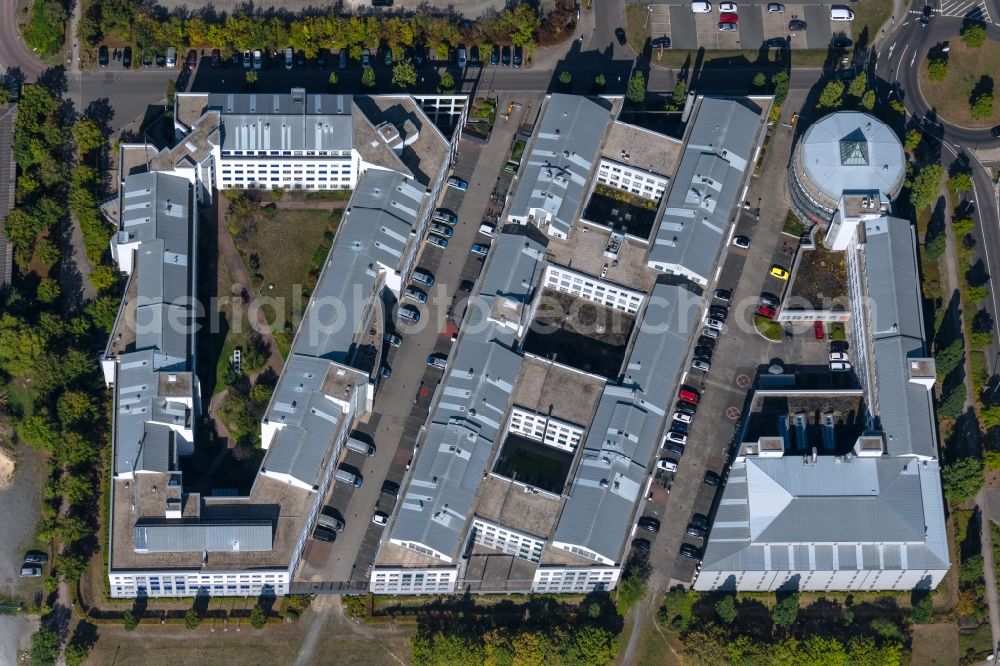 Leipzig from above - Administrative building of the State Authority Behoerden Polizeidirektion Westsachsen on the Schongauer Strasse in the district Paunsdorf in Leipzig in the state Saxony, Germany