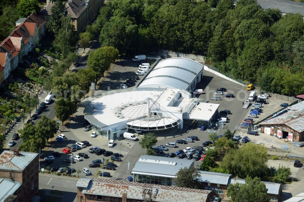 Aerial image Frankfurt (Oder) - Administrative building and office complex of the car dealer Auto-Center Frankfurt (Oder) GmbH in Frankfurt (Oder) in the state Brandenburg