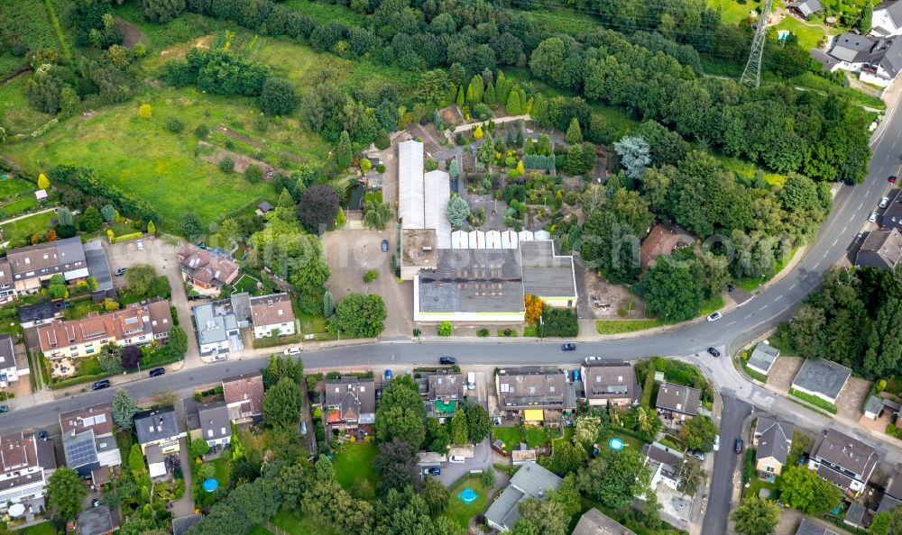 Aerial image Essen - Administrative building and office complex of Blumengrosshaendlers Gartencenter Johannes Vogel in Essen in the state North Rhine-Westphalia, Germany