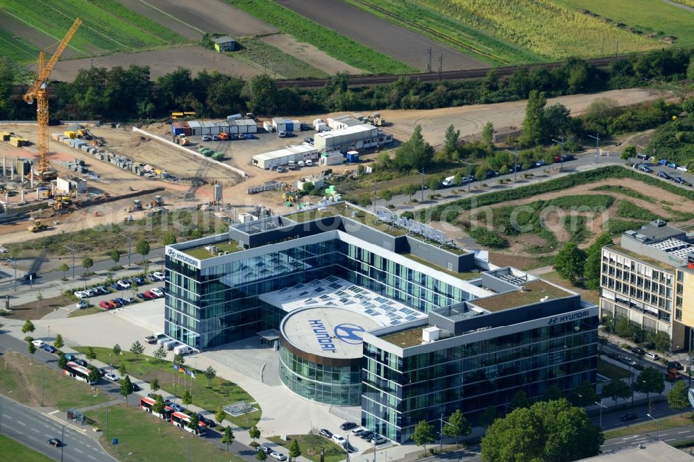 Aerial image Offenbach am Main - Administrative building and office complex Hyundai Motor Deutschland GmbH on Kaiserlei-Promenade in Offenbach am Main in the state Hesse