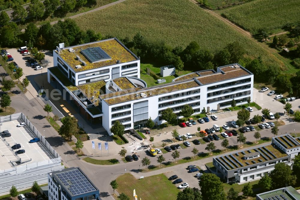 Heilbronn from the bird's eye view: Administrative building and office complex of Industrie- and Handelskammer Heilbronn-Franken at the Ferdinand-Braun-Strasse in Heilbronn in the state Baden-Wurttemberg, Germany