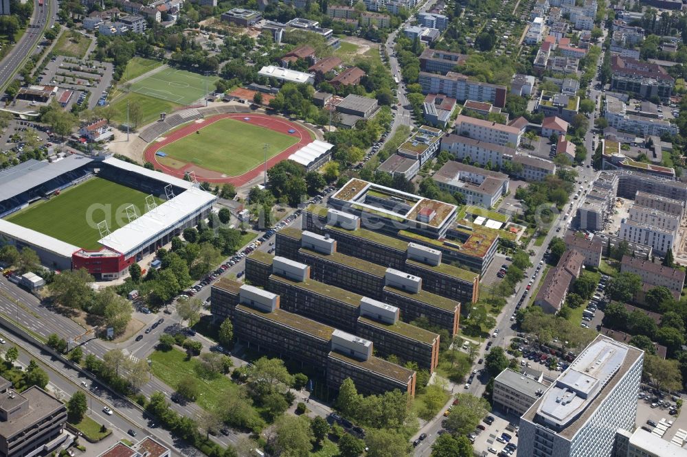 Aerial image Wiesbaden - Administrative building of the State Authority Department for Urban Development and Construction, State Capital Wiesbaden in Wiesbaden in the state Hesse, Germany