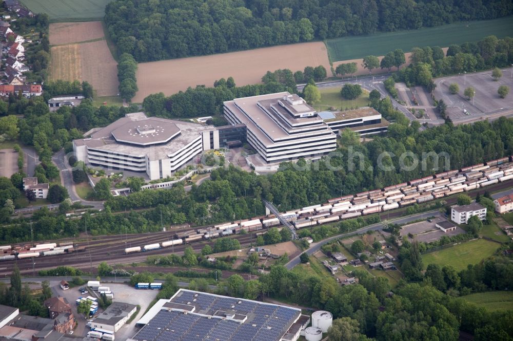 Hameln from above - Banking administration building of the financial services company BHW Bausparkasse in the district Rohrsen in Hameln in the state Lower Saxony, Germany