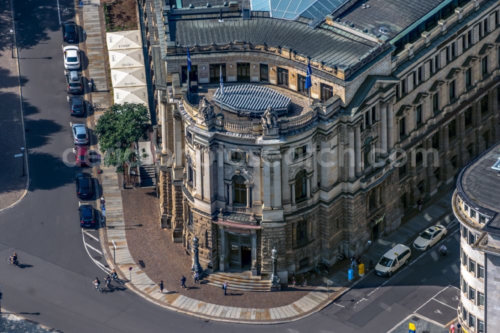 Aerial image Leipzig - Banking administration building of the financial services company Deutsche Bank on Schillerstrasse in the district Zentrum in Leipzig in the state Saxony, Germany