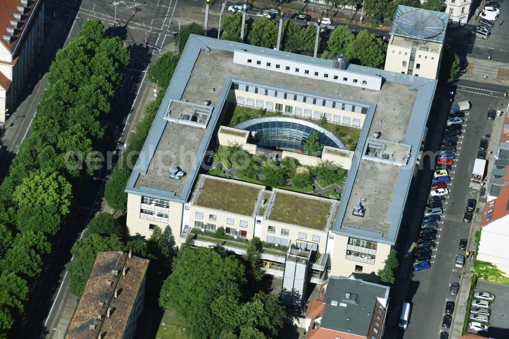 Leipzig from the bird's eye view: Banking administration building of the financial services company Deutsche Bundesbank on Karl-Liebknecht-Strasse in Leipzig in the state Saxony