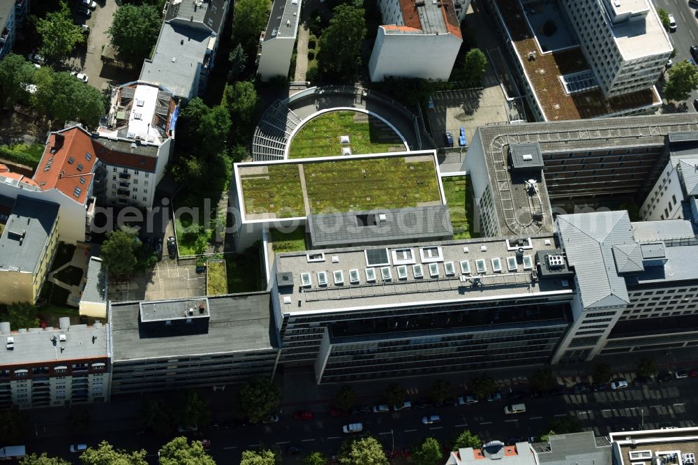 Berlin from the bird's eye view: Banking administration building of the financial services company Deutsche Bundesbank on Leibnizstrasse in Berlin