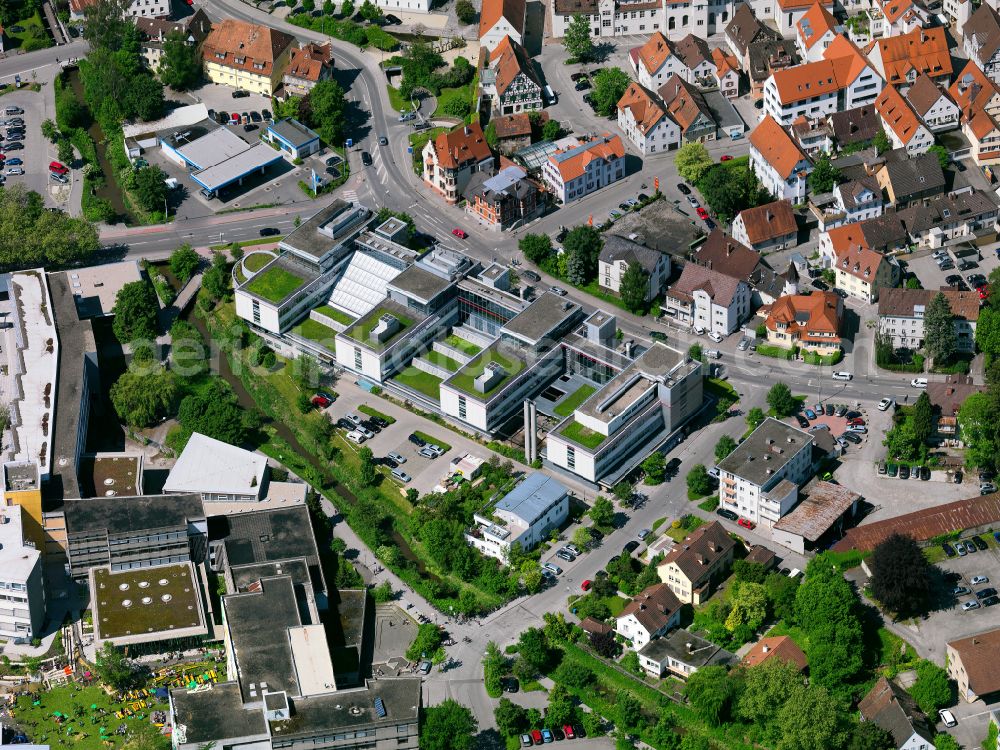 Biberach an der Riß from the bird's eye view: Banking administration building of the financial services company Kreissparkasse Bieberach in Biberach an der Riss in the state Baden-Wuerttemberg, Germany