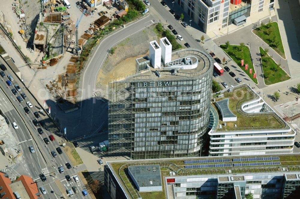 Aerial photograph Stuttgart - Banking administration building of the financial services company Landesbank Baden-Wuerttemberg in Stuttgart in the state Baden-Wuerttemberg