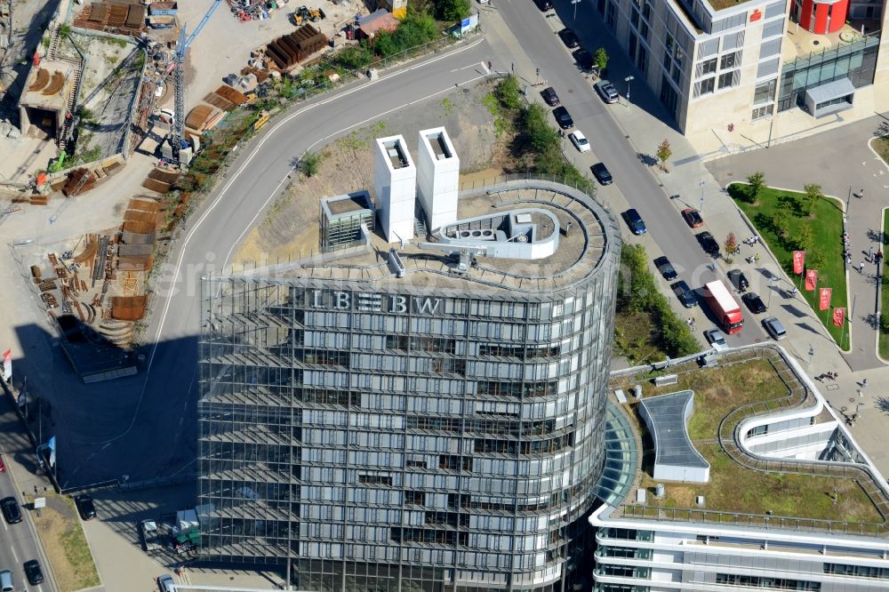 Stuttgart from above - Banking administration building of the financial services company Landesbank Baden-Wuerttemberg in Stuttgart in the state Baden-Wuerttemberg