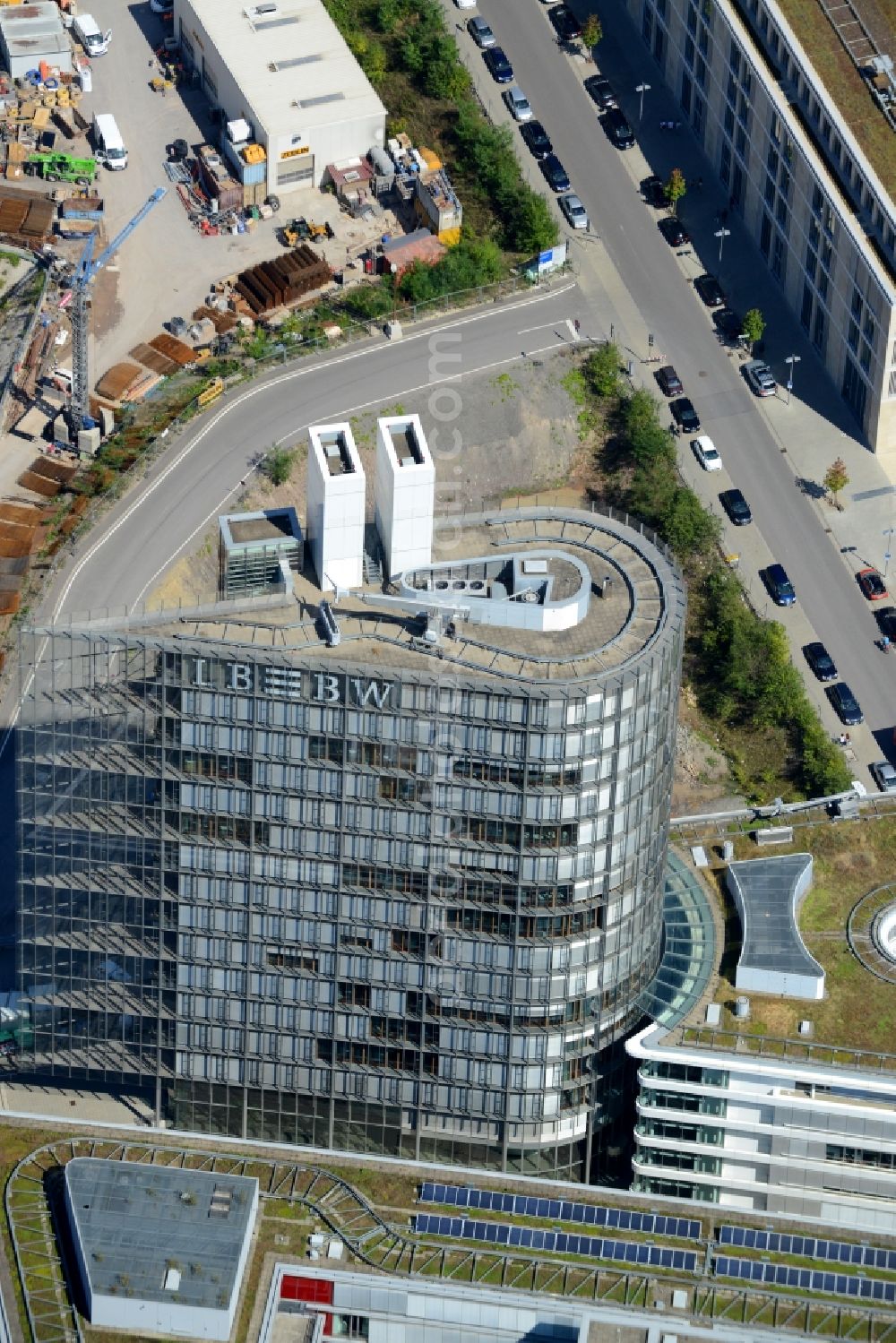 Stuttgart from the bird's eye view: Banking administration building of the financial services company Landesbank Baden-Wuerttemberg in Stuttgart in the state Baden-Wuerttemberg