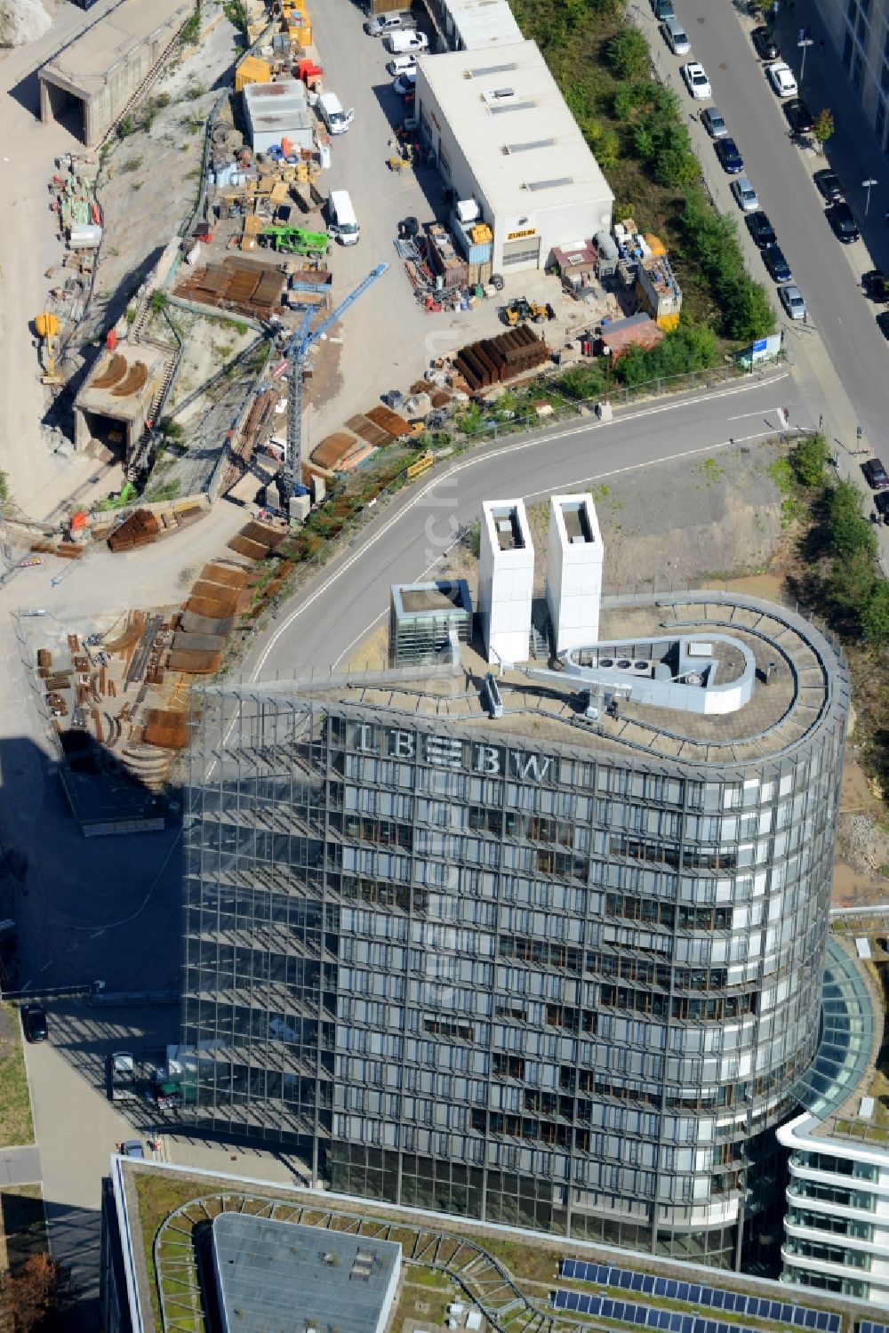 Aerial image Stuttgart - Banking administration building of the financial services company Landesbank Baden-Wuerttemberg in Stuttgart in the state Baden-Wuerttemberg