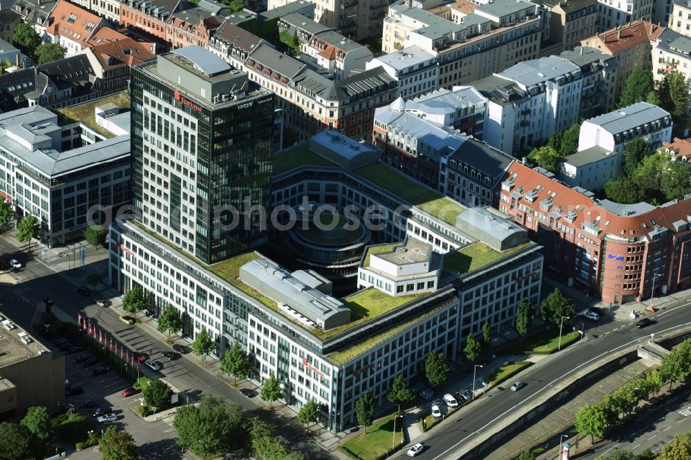 Aerial image Leipzig - Banking administration building of the financial services company LBBW Sachsen Bank - Sparkasse in Leipzig in the state Saxony