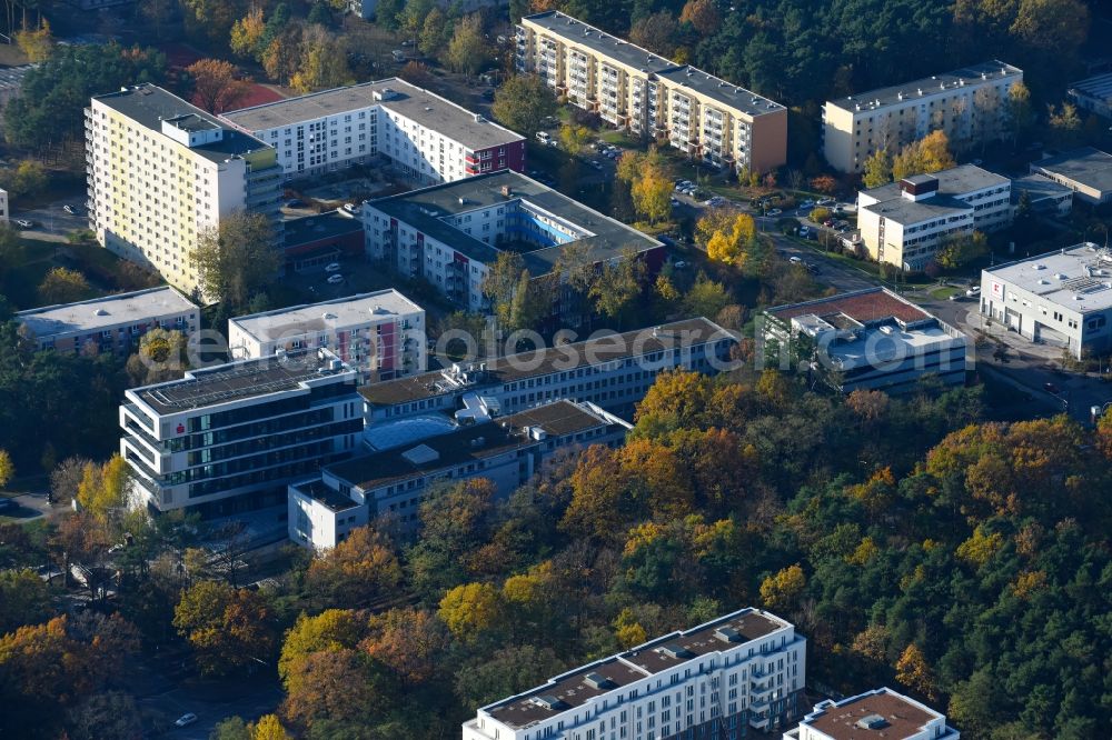 Potsdam from the bird's eye view: Banking administration building of the financial services company Mittelbrandenburgische Sparkasse in Potsdam on Saarmunder Strasse in Potsdam in the state Brandenburg, Germany