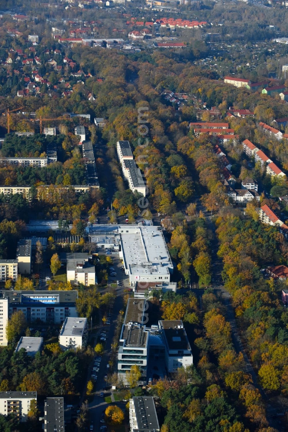 Potsdam from above - Banking administration building of the financial services company Mittelbrandenburgische Sparkasse in Potsdam on Saarmunder Strasse in Potsdam in the state Brandenburg, Germany