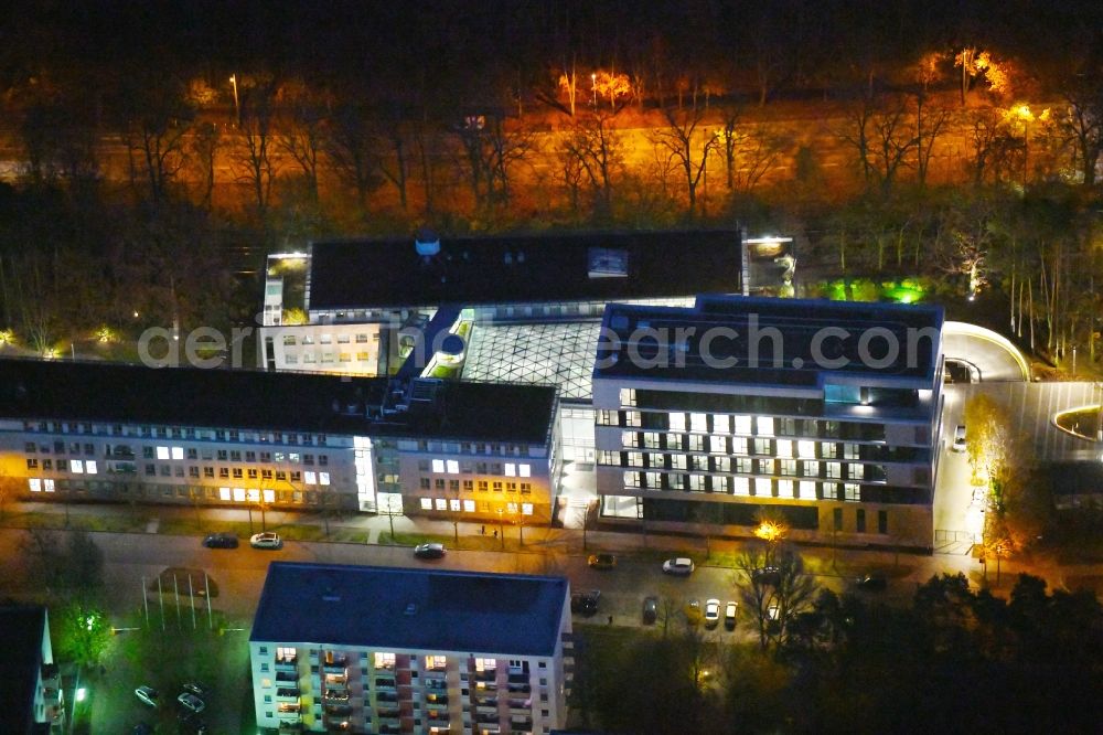 Aerial image Potsdam - Banking administration building of the financial services company Mittelbrandenburgische Sparkasse in Potsdam on Saarmunder Strasse in Potsdam in the state Brandenburg, Germany