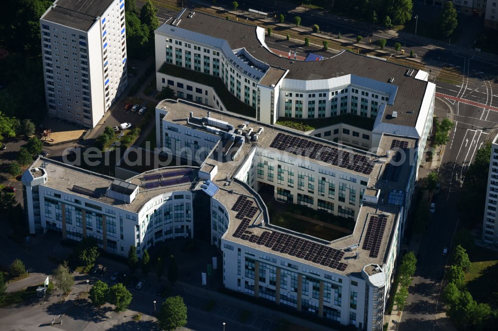 Aerial photograph Dresden - Banking administration building of the financial services company Saechsische Aufbaubank on street Blueherstrasse in the district Altstadt in Dresden in the state Saxony, Germany