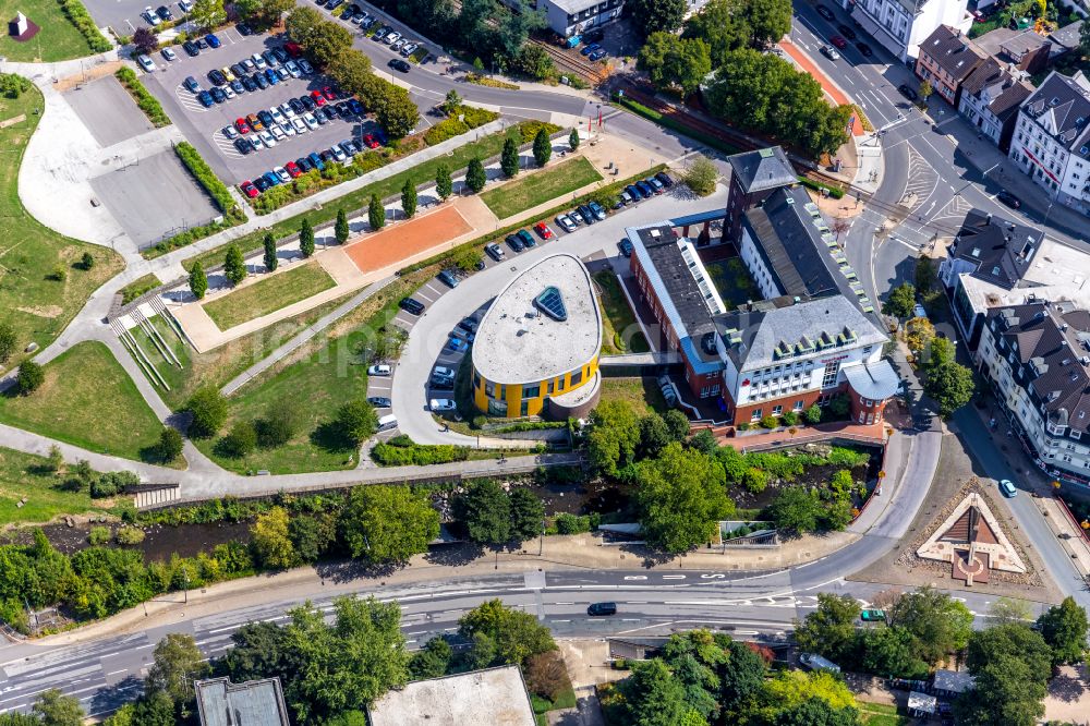 Aerial image Gevelsberg - Banking administration building of the financial services company Sparkasse Gevelsberg-Wetter on Mittelstrasse in Gevelsberg in the state North Rhine-Westphalia, Germany