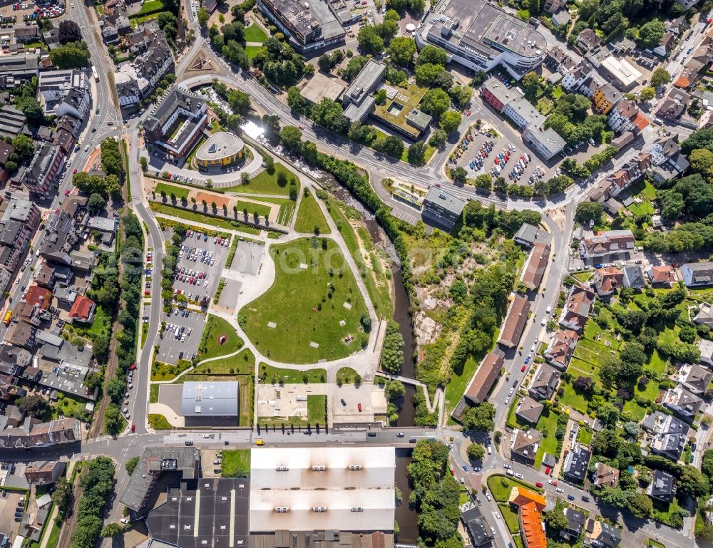 Aerial image Gevelsberg - Banking administration building of the financial services company Sparkasse Gevelsberg-Wetter on Mittelstrasse in Gevelsberg in the state North Rhine-Westphalia, Germany