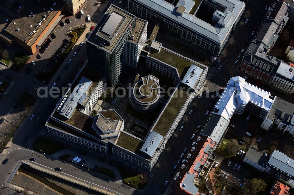 Aerial image Leipzig - Banking administration building of the financial services company Sparkasse in Leipzig in the state Saxony