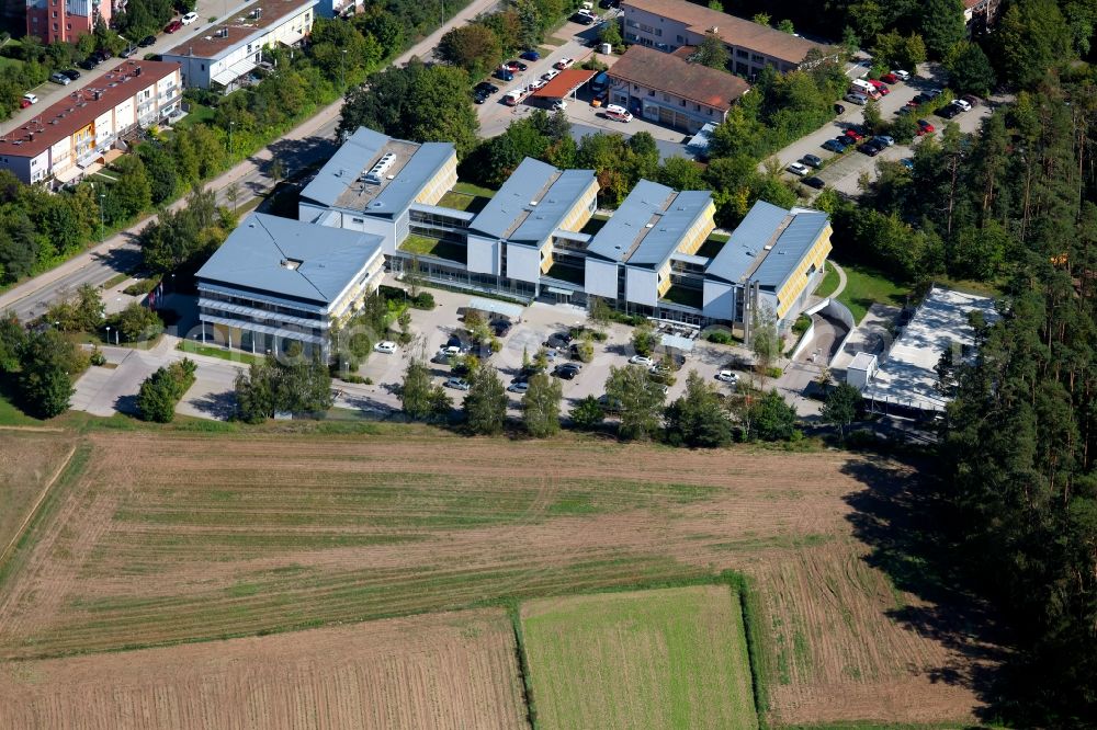 Aerial image Roth - Banking administration building of the financial services company Sparkasse Mittelfronken-Sued Anstalt of oeffentlichen Rechts Westring in Roth in the state Bavaria, Germany