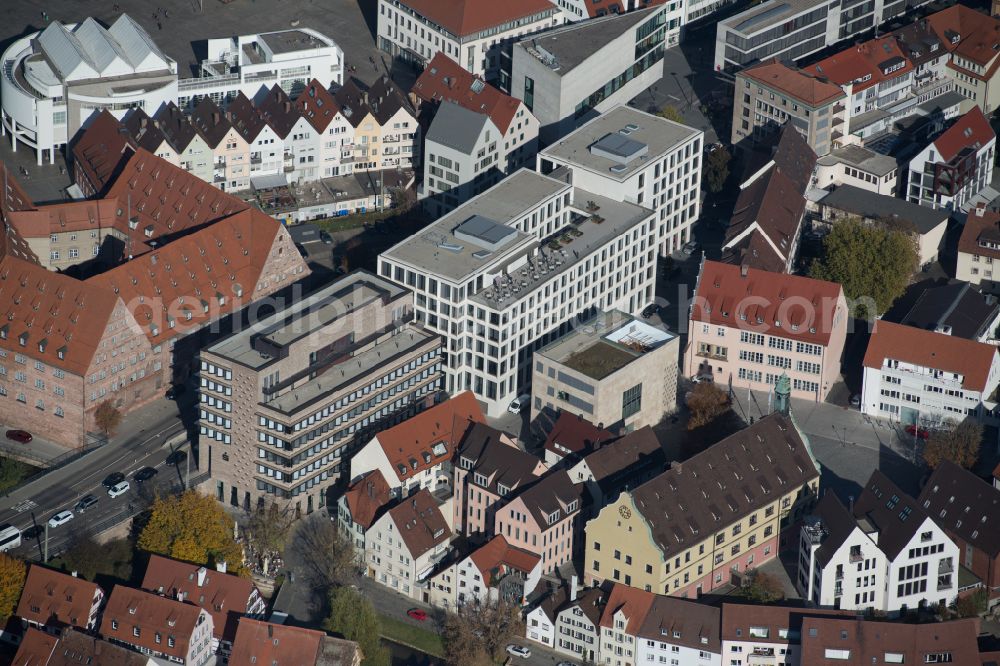 Aerial image Ulm - Banking administration building of the financial services company Sparkasse Ulm in Ulm in the state Baden-Wuerttemberg, Germany