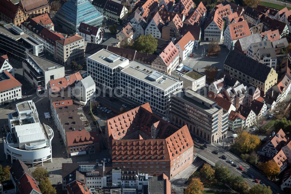 Aerial photograph Ulm - Banking administration building of the financial services company Sparkasse Ulm in Ulm in the state Baden-Wuerttemberg, Germany