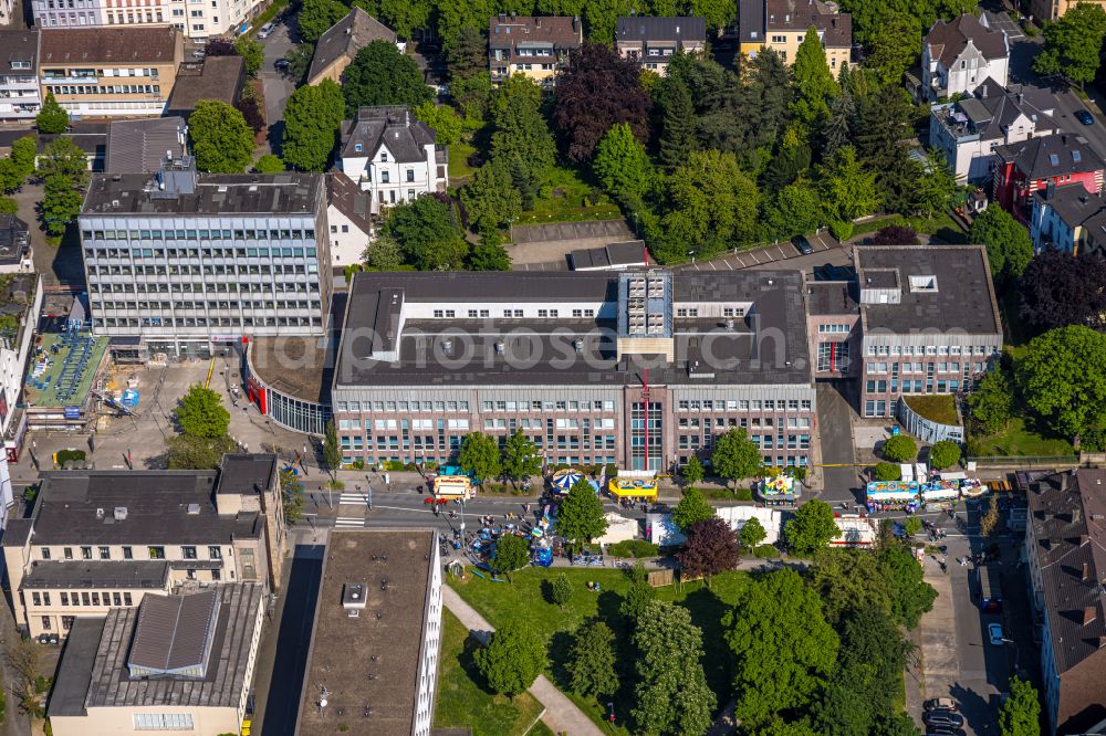 Witten from above - Banking administration building of the financial services company Sparkasse Witten - head office in Witten in the state North Rhine-Westphalia