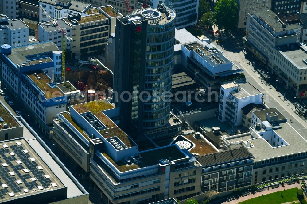 Aerial image Pforzheim - Banking administration building of the financial services company Sparkassenturm of SPARKASSE in Pforzheim in the state Baden-Wurttemberg, Germany