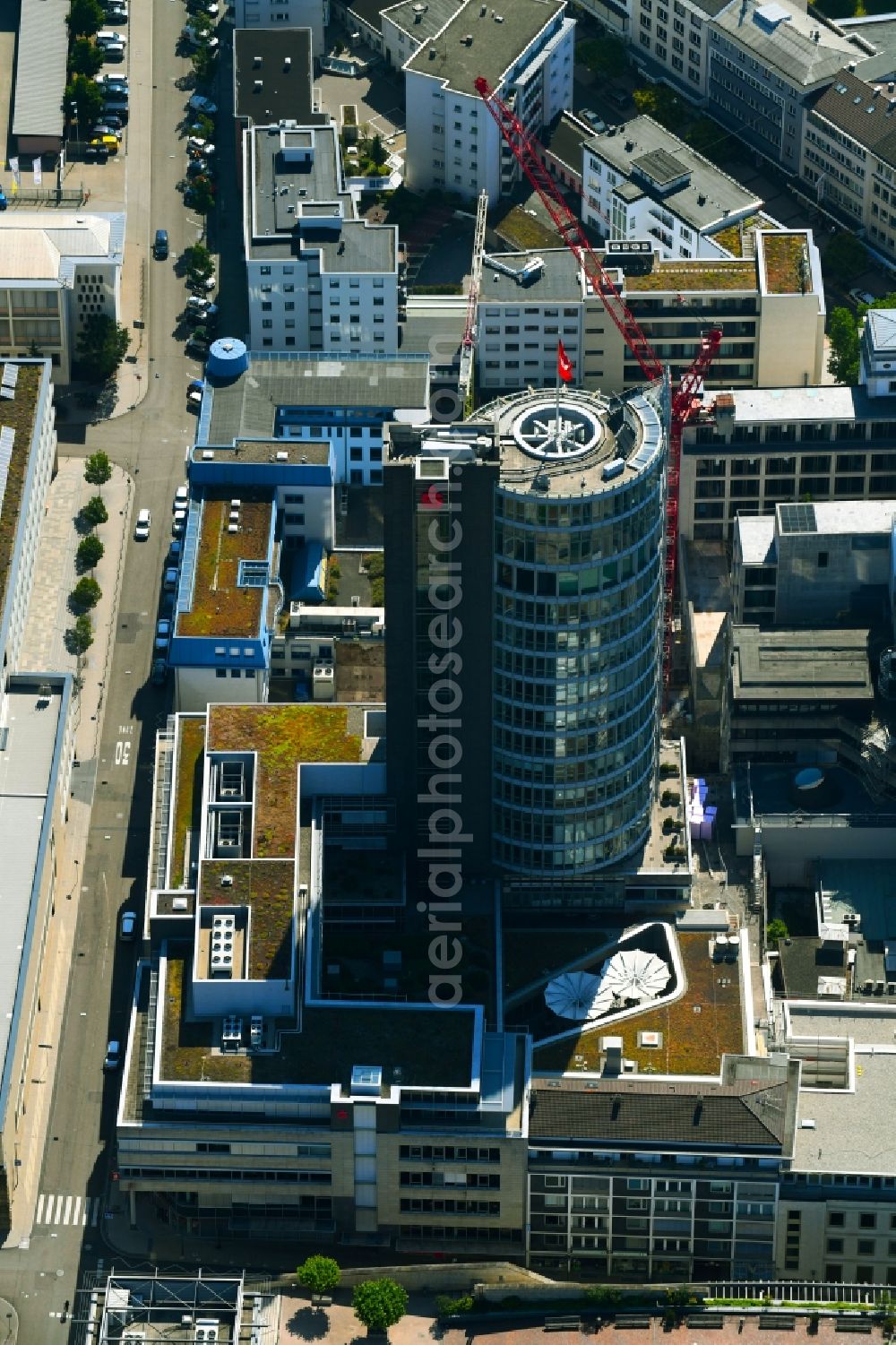 Aerial photograph Pforzheim - Banking administration building of the financial services company Sparkassenturm of SPARKASSE in Pforzheim in the state Baden-Wurttemberg, Germany