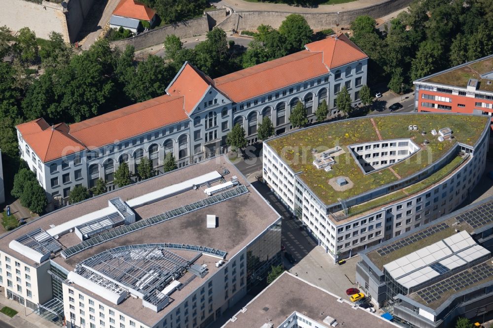 Erfurt from above - Banking administration building of the financial services company VBG-Bezirksverwaltung Erfurt an der Maximilian-Welsch-Strasse in the district Altstadt in Erfurt in the state Thuringia, Germany