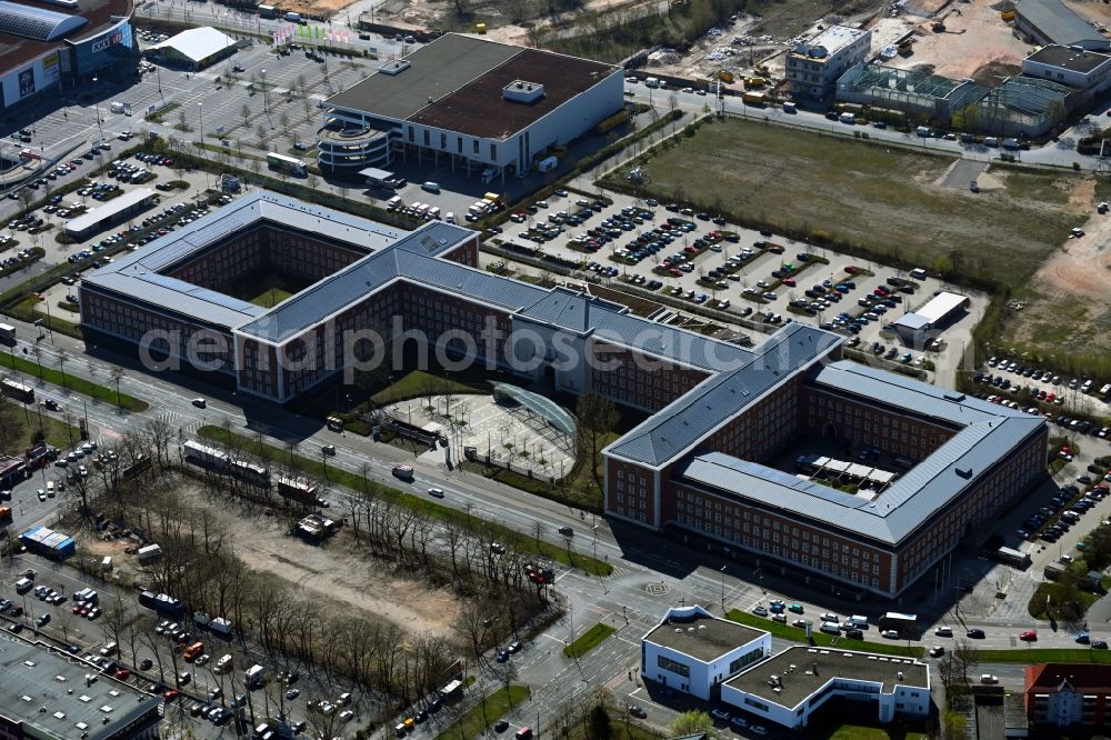 Nürnberg from above - Administrative building of the State Authority mit Hauptstelle fuer Befragungswesen and Hauptzollamt in the district Hasenbuck in Nuremberg in the state Bavaria, Germany