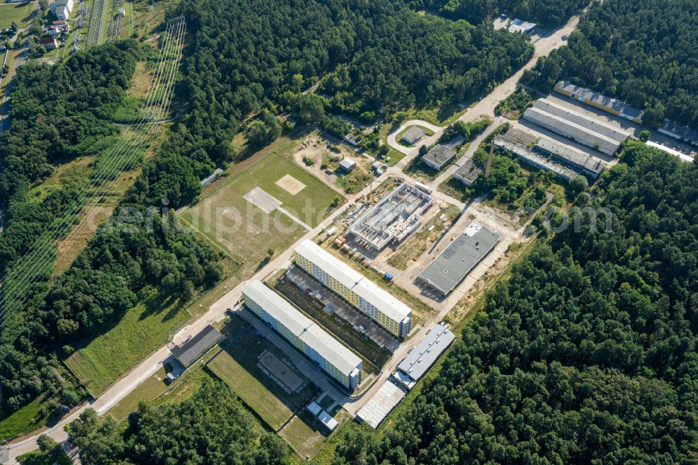 Aerial photograph Hansestadt Stendal - Administrative building of the State Authority Hauptzollamt Magdeburg on street Luederitzer Strasse in Hansestadt Stendal in the state Saxony-Anhalt, Germany