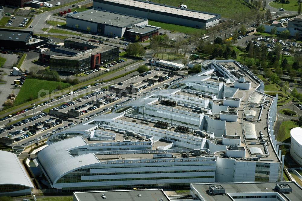 Élancourt from above - Administrative building of the industrial area Airbus Group ZA Clef de Saint Pierre in Elancourt in Ile-de-France, France